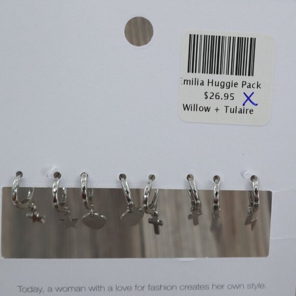 Emilia Huggie Pack Earrings Set Of 4‎ Women's O/S Silver Gifting Holiday Present - Picture 3 of 6